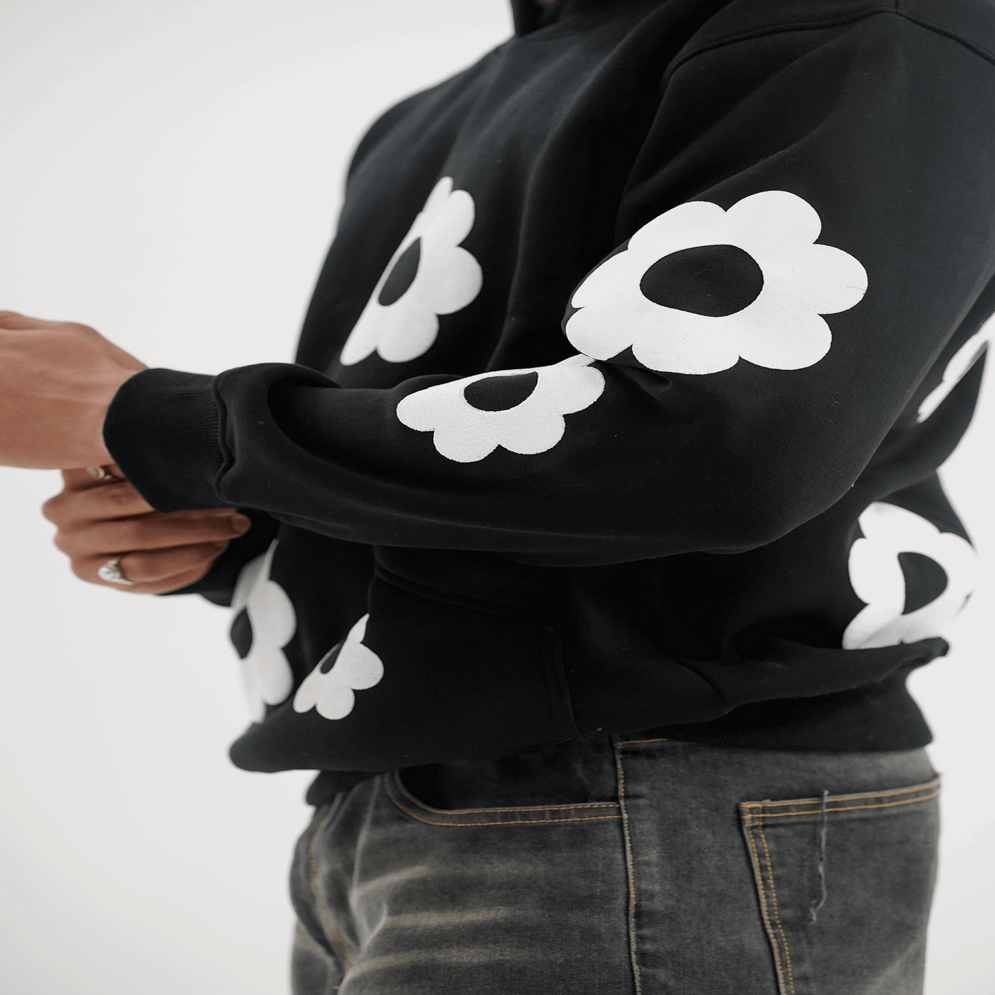 Black Floral Hoodie